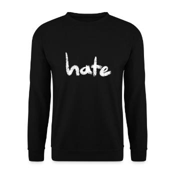 Hate Text blanc - Sweat-shirt Unisexe - noir - Devant - Alina (178cm) & Michal (187cm)