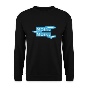 Moin I Norddeutsche Begrüßung - Unisex Pullover - Schwarz - Vorne - Alina (178cm) & Michal (187cm)