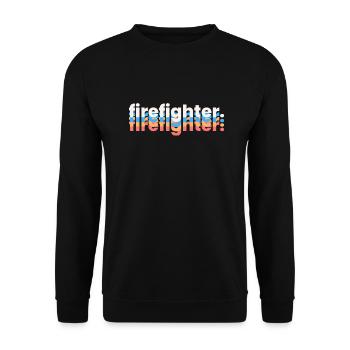 Firefighter Schriftzug bunt - Unisex Pullover - Schwarz - Vorne - Alina (178cm) & Michal (187cm)