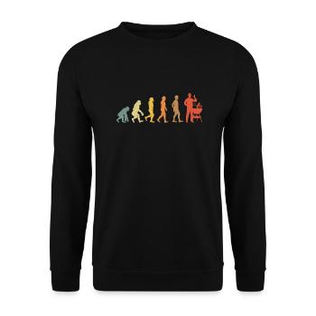 Grilling Evolution Vintage Retro - Unisex Sweatshirt - black - Front - Alina (178cm) & Michal (187cm)