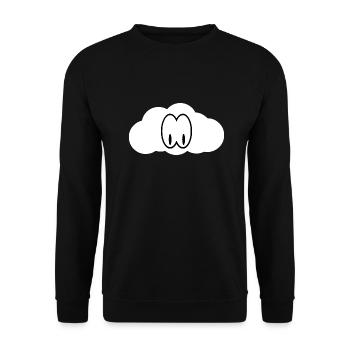 Wolke mit Augen / Wolken Design - Unisex Pullover - Schwarz - Vorne - Alina (178cm) & Michal (187cm)