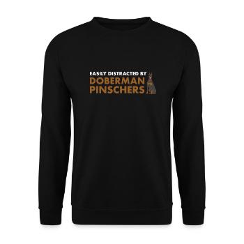Easily Distracted By Doberman Pinscher - Unisex Sweatshirt - black - Front - Alina (178cm) & Michal (187cm)