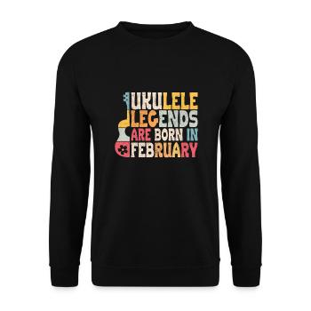 Ukulele Legends are born in February - Unisex Pullover - Schwarz - Vorne - Alina (178cm) & Michal (187cm)