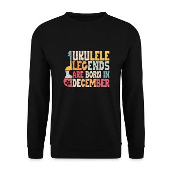 Ukulele Legends are born in December - Unisex Pullover - Schwarz - Vorne - Alina (178cm) & Michal (187cm)