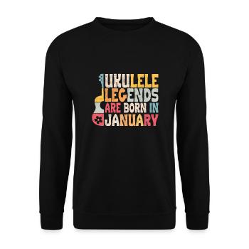 Ukulele Legends are born in January - Unisex Pullover - Schwarz - Vorne - Alina (178cm) & Michal (187cm)
