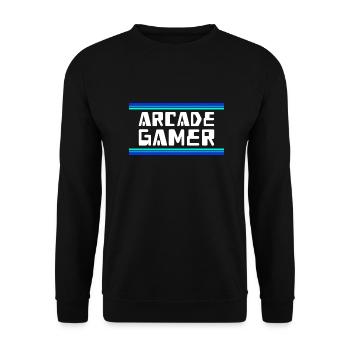 Arcade Gamer RetroGaming Blue - Unisex Sweatshirt - black - Front - Alina (178cm) & Michal (187cm)