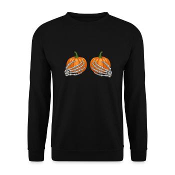 Ich habe 2 große Kürbisse - Unisex Pullover - Schwarz - Vorne - Alina (178cm) & Michal (187cm)