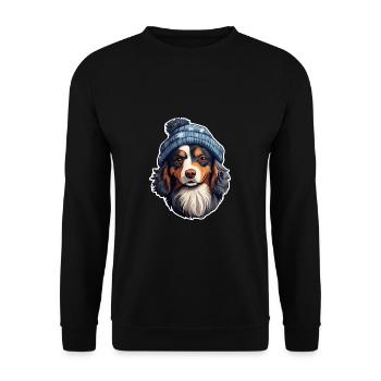 Chien de neige avec écharpe et flair d’hiver - Sweat-shirt Unisexe - noir - Devant - Alina (178cm) & Michal (187cm)