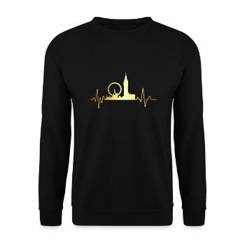 Herzschlag london - Unisex Pullover - Schwarz - Vorne - Alina (178cm) & Michal (187cm)