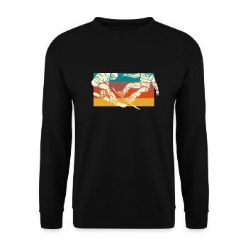 Vintage Snowboard - Retro Snowboard Geschenkidee - Unisex Pullover - Schwarz - Vorne - Alina (178cm) & Michal (187cm)