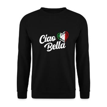 Femmes Ciao Bella Italien Bonjour Beau Cadeau - Sweat-shirt Unisexe - noir - Devant - Alina (178cm) & Michal (187cm)