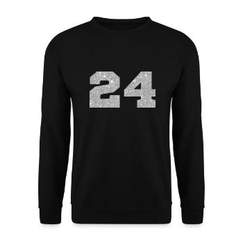 Numéro 24 paillettes argenté - 24e anniversaire - Sweat-shirt Unisexe - noir - Devant - Alina (178cm) & Michal (187cm)