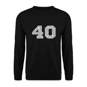 Numéro 40 paillettes argenté - 40e anniversaire - Sweat-shirt Unisexe - noir - Devant - Alina (178cm) & Michal (187cm)