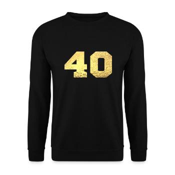 Numéro 40 paillettes doré - 40e anniversaire - Sweat-shirt Unisexe - noir - Devant - Alina (178cm) & Michal (187cm)