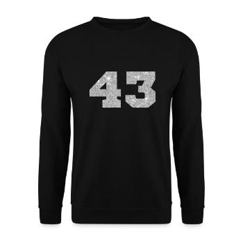 Numéro 43 paillettes argenté - 43e anniversaire - Sweat-shirt Unisexe - noir - Devant - Alina (178cm) & Michal (187cm)