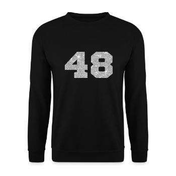 Number 48 Silver Glitter - 48th Anniversary - Unisex Sweatshirt - black - Front - Alina (178cm) & Michal (187cm)