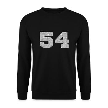 Number 54 Silver Glitter - 54th Anniversary - Unisex Sweatshirt - black - Front - Alina (178cm) & Michal (187cm)