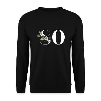 Numéro 80 floral vert - 80e anniversaire floral - Sweat-shirt Unisexe - noir - Devant - Alina (178cm) & Michal (187cm)