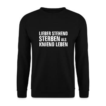 MIEUX VAUT MOURIR DEBOUT QUE DE VIVRE À GENOUX - Sweat-shirt Unisexe - noir - Devant - Alina (178cm) & Michal (187cm)