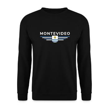 Montevideo Design – Für Fans & Reisende - Unisex Pullover - Schwarz - Vorne - Alina (178cm) & Michal (187cm)