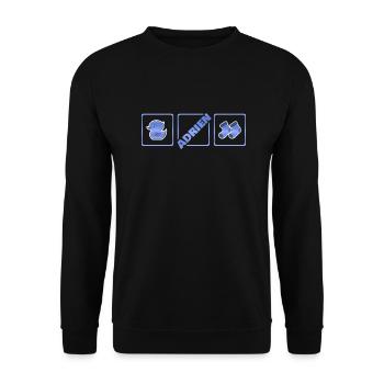 Adrien als Geburt - Unisex Pullover - Schwarz - Vorne - Alina (178cm) & Michal (187cm)