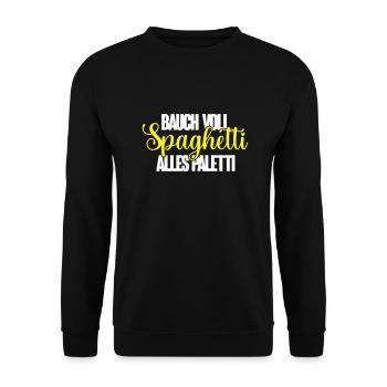 Bauch voll Spaghetti alles paletti - Unisex Pullover - Schwarz - Vorne - Alina (178cm) & Michal (187cm)