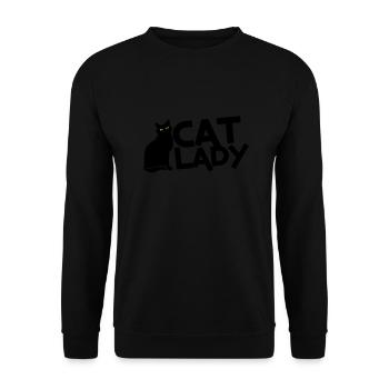 DAME DE CAT avec le chat noir et les yeux jaunes! - Sweat-shirt Unisexe - noir - Devant - Alina (178cm) & Michal (187cm)