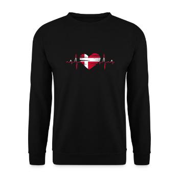Denmark flag heartbeat EKG pulse heart - Unisex Sweatshirt - black - Front - Alina (178cm) & Michal (187cm)