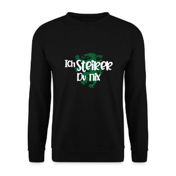 Ich steirer du nix Wappen Geschenk Steiermark - Unisex Pullover - Schwarz - Vorne - Alina (178cm) & Michal (187cm)