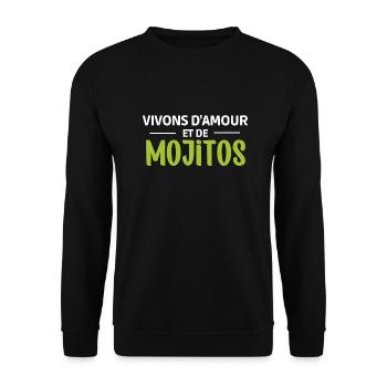 Vivons d'amour et de mojitos - Sweat-shirt Unisexe - noir - Devant - Alina (178cm) & Michal (187cm)