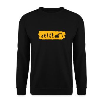 Evolution hin zum Bagger - Unisex Pullover - Schwarz - Vorne - Alina (178cm) & Michal (187cm)