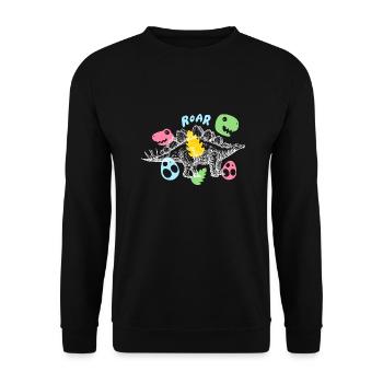 Dinosaurier Stegosaurus prähistorisch Urzeit - Unisex Pullover - Schwarz - Vorne - Alina (178cm) & Michal (187cm)