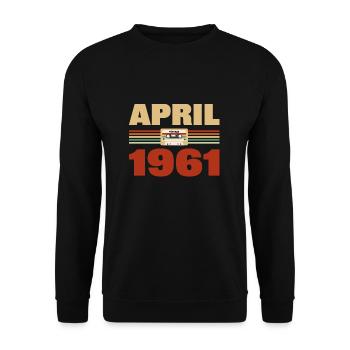62e anniversaire Avril Né 1961 Idée cadeau - Sweat-shirt Unisexe - noir - Devant - Alina (178cm) & Michal (187cm)