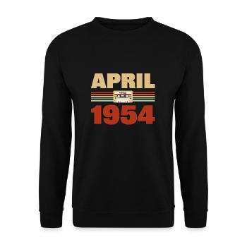 69th birthday April Born 1954 Gift idea - Unisex Sweatshirt - black - Front - Alina (178cm) & Michal (187cm)