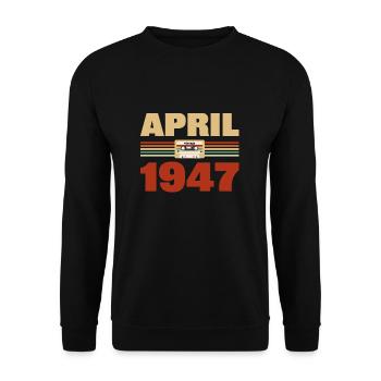 76e anniversaire Avril Né en 1947 Idée cadeau - Sweat-shirt Unisexe - noir - Devant - Alina (178cm) & Michal (187cm)