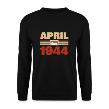 79th birthday April Born 1944 Gift idea - Unisex Sweatshirt - black - Front - Alina (178cm) & Michal (187cm)