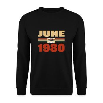 43ème anniversaire juin millésime 1980 Idée cadeau - Sweat-shirt Unisexe - noir - Devant - Alina (178cm) & Michal (187cm)