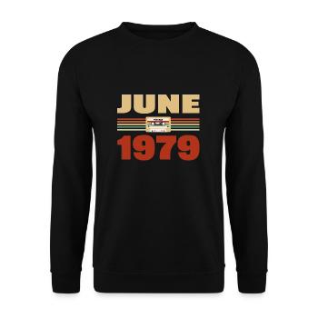 44th Birthday June Vintage 1979 Gift Idea - Unisex Sweatshirt - black - Front - Alina (178cm) & Michal (187cm)