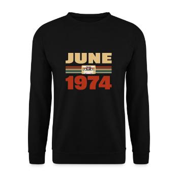 49e anniversaire Juin 1974 Idée cadeau - Sweat-shirt Unisexe - noir - Devant - Alina (178cm) & Michal (187cm)