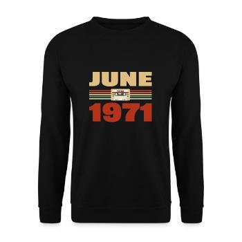 52e anniversaire Juin Millésime 1971 Idée cadeau - Sweat-shirt Unisexe - noir - Devant - Alina (178cm) & Michal (187cm)