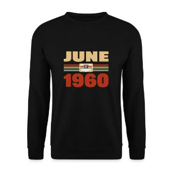 63. Geburtstag Juni Jahrgang 1960 Geschenkidee - Unisex Pullover - Schwarz - Vorne - Alina (178cm) & Michal (187cm)