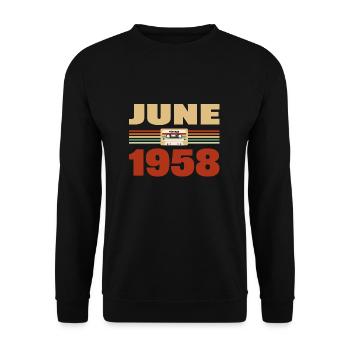 65e anniversaire Juin Millésime 1958 Idée cadeau - Sweat-shirt Unisexe - noir - Devant - Alina (178cm) & Michal (187cm)
