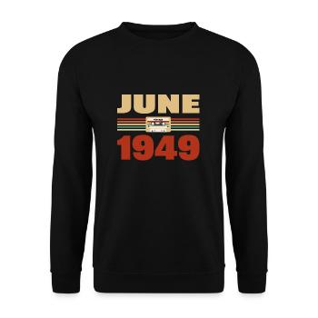 74e anniversaire juin millésime 1949 Idée cadeau - Sweat-shirt Unisexe - noir - Devant - Alina (178cm) & Michal (187cm)
