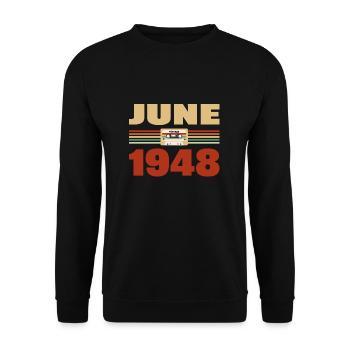 75ème anniversaire juin millésime 1948 idée cadeau - Sweat-shirt Unisexe - noir - Devant - Alina (178cm) & Michal (187cm)