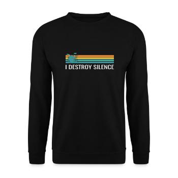 Batteur Rétro Je détruis le silence Dictons - Sweat-shirt Unisexe - noir - Devant - Alina (178cm) & Michal (187cm)