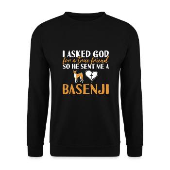 Dog I Asked God For A True Friend Basenji - Unisex Sweatshirt - black - Front - Alina (178cm) & Michal (187cm)