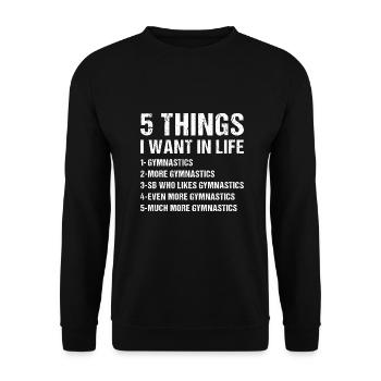 Sport 5 choses que je veux dans la vie Gymnastique - Sweat-shirt Unisexe - noir - Devant - Alina (178cm) & Michal (187cm)