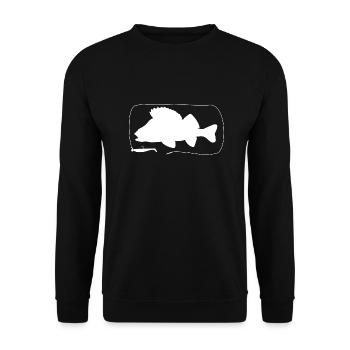 Barsch mit Gummifisch - Unisex Pullover - Schwarz - Vorne - Alina (178cm) & Michal (187cm)