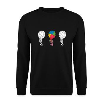 Ballon autistique autisme chose Puzzle pièce Be Kind - Sweat-shirt Unisexe - noir - Devant - Alina (178cm) & Michal (187cm)