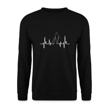 Herzschlag Familie Vater Vater - Unisex Pullover - Schwarz - Vorne - Alina (178cm) & Michal (187cm)